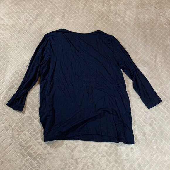 Chicos Womens XL T Shirt Dark Navy Blue 3/4 Sleeve V Neck Rayon Blend Stretch - Picture 9 of 9